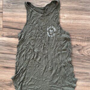 Great Minds Drink Alike Olive Green Tank Top Size S